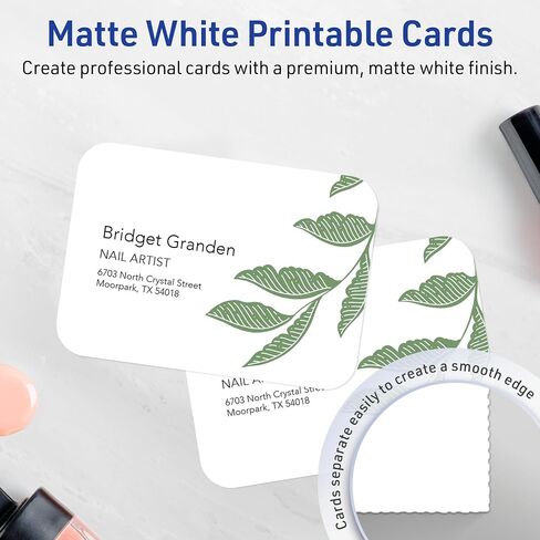 Avery Printable Rectangle Rounded Corner Business Cards with Sure Feed Technology, 2-1/2" x 3-1/2", Matte White Cardstock, Print-to-the-Edge, Laser/Inkjet, 150 Total in Saudi Arabia