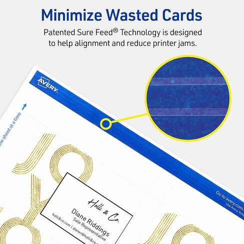 Avery Printable Rectangle Rounded Corner Business Cards with Sure Feed Technology, 2-1/2" x 3-1/2", Matte White Cardstock, Print-to-the-Edge, Laser/Inkjet, 150 Total in Saudi Arabia