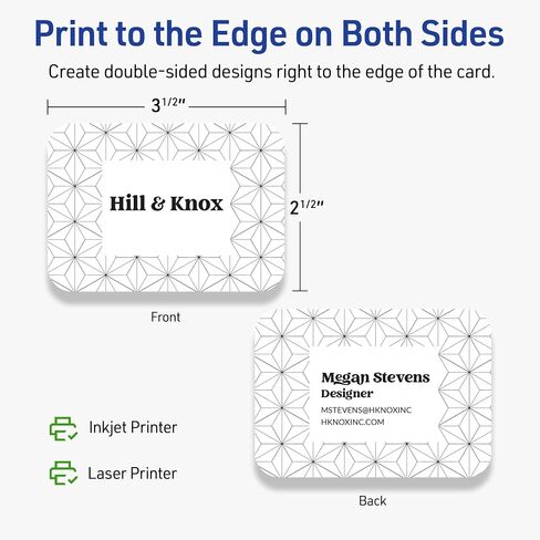 Avery Printable Rectangle Rounded Corner Business Cards with Sure Feed Technology, 2-1/2" x 3-1/2", Matte White Cardstock, Print-to-the-Edge, Laser/Inkjet, 150 Total in Saudi Arabia