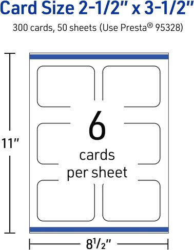 Avery Printable Rectangle Rounded Corner Business Cards with Sure Feed Technology, 2-1/2" x 3-1/2", Matte White Cardstock, Print-to-the-Edge, Laser/Inkjet, 150 Total in Saudi Arabia