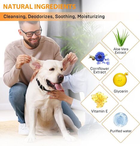 Dog Ear Wipes, Ear Cleaner Finger Wipes for Dogs & Cats, Gently Remove Earwax & Odor, Soothe Ear Itching and Infection, Easy to Use, Natural Cat Ear Wipes for Dogs, 50 Disposable Count in Saudi Arabia