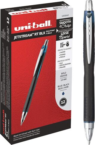 uniball Jetstream Retractable Ballpoint Pen, 1 Mm, Blue-Black Ink, Black Barrel in Kuwait