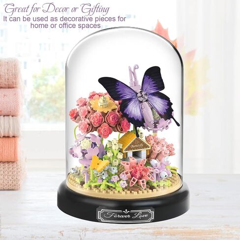Flourishing Butterfly Love Flower Bouquet Building Set, 582 PCS Botanical Collection with Dust Cover – Elegant Flower Bonsai Blocks, Ideal Valentine’s Day Gift for Women and Girls in Saudi Arabia