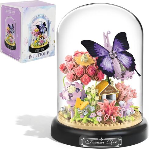 Flourishing Butterfly Love Flower Bouquet Building Set, 582 PCS Botanical Collection with Dust Cover – Elegant Flower Bonsai Blocks, Ideal Valentine’s Day Gift for Women and Girls in Saudi Arabia