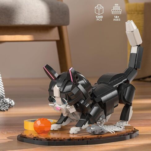 Tuxedo Cat Building Blocks Cute Animal Sets, Compatible with Lego Cats for Adult, Gift for Kids and Adults, Boys and Girls Animal Lovers (1200PCS) in Saudi Arabia