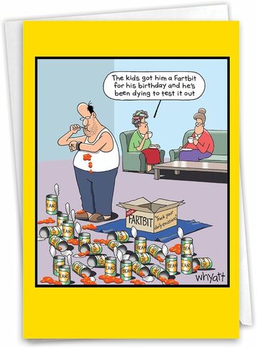 NobleWorks - 1 Cartoon Birthday Greeting Card Funny - Hilarious Bday Notecard with Envelope, Comic Humor Celebration - Fartbit C9323BDG in Kuwait