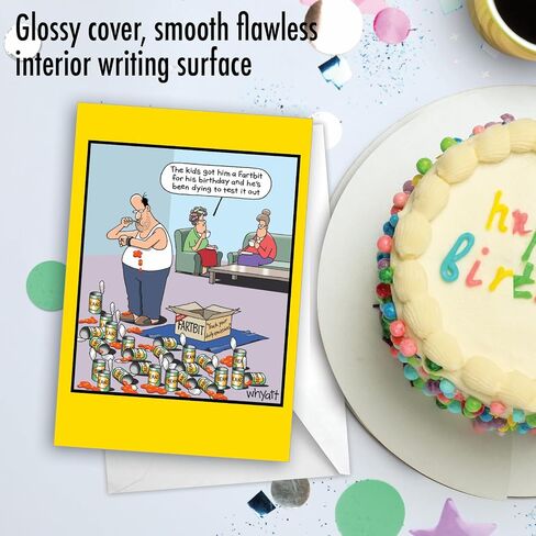 NobleWorks - 1 Cartoon Birthday Greeting Card Funny - Hilarious Bday Notecard with Envelope, Comic Humor Celebration - Fartbit C9323BDG in Kuwait