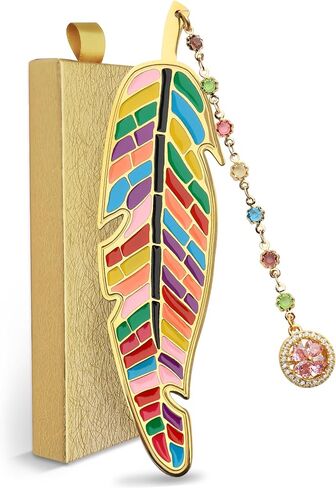 Metal Feather Bookmark Cute Multicolor Book Accessories Gifts for Women Teacher Readers Book Lovers for Christmas Birthday Mother's Day Valentine's Day (Gold) in Kuwait