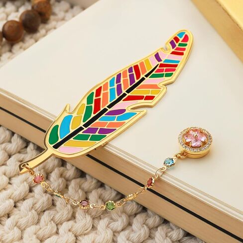 Metal Feather Bookmark Cute Multicolor Book Accessories Gifts for Women Teacher Readers Book Lovers for Christmas Birthday Mother's Day Valentine's Day (Gold) in Kuwait