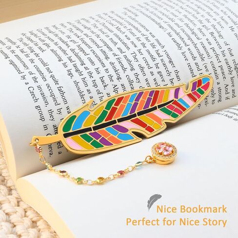 Metal Feather Bookmark Cute Multicolor Book Accessories Gifts for Women Teacher Readers Book Lovers for Christmas Birthday Mother's Day Valentine's Day (Gold) in Kuwait