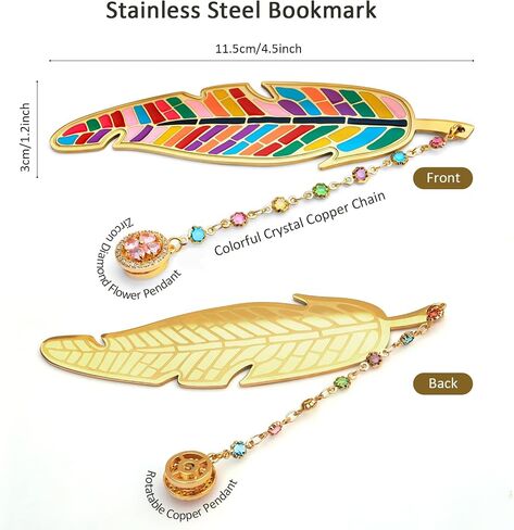 Metal Feather Bookmark Cute Multicolor Book Accessories Gifts for Women Teacher Readers Book Lovers for Christmas Birthday Mother's Day Valentine's Day (Gold) in Kuwait