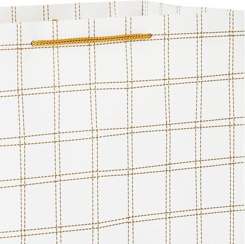 Hallmark 13" Christmas Gift Bags (4 Large White Bags: Gold Snowflakes, Gold Plaid) for Holiday Parties, Winter Weddings, Bridal Showers in Saudi Arabia