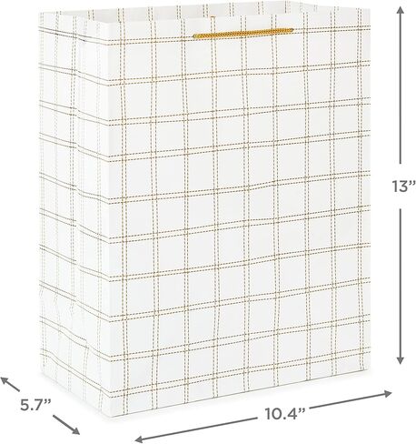 Hallmark 13" Christmas Gift Bags (4 Large White Bags: Gold Snowflakes, Gold Plaid) for Holiday Parties, Winter Weddings, Bridal Showers in Saudi Arabia