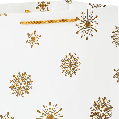 Hallmark 13" Christmas Gift Bags (4 Large White Bags: Gold Snowflakes, Gold Plaid) for Holiday Parties, Winter Weddings, Bridal Showers in Saudi Arabia