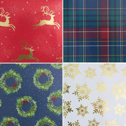 Gartner Studios 12 Foot Premium Traditional Whimsy Holiday Gift Wrapping Paper – 4 Rolls with Gridlines for Easy Cutting in Saudi Arabia