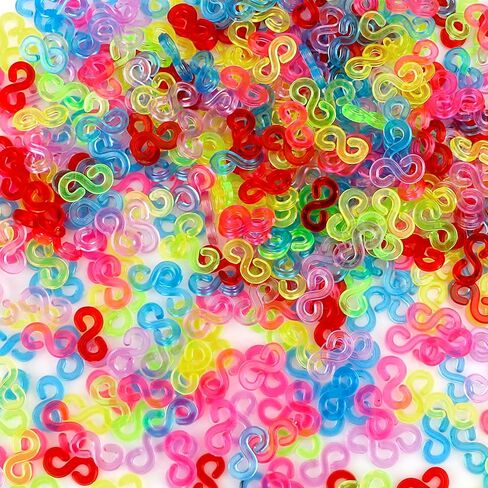 مقاطع S ، موصلات سوار ، مقاطع 500 PCS S لأساور النطاق المطاطي ، خطاف ناعم قوس قزح ، مقاطع مطاطية صغيرة ، مقاطع سوار من شريط المطاط ، سحر قوس قزح ، أدوات قوس قزح ، مجموعة صنع سوار ، محبب in Kuwait