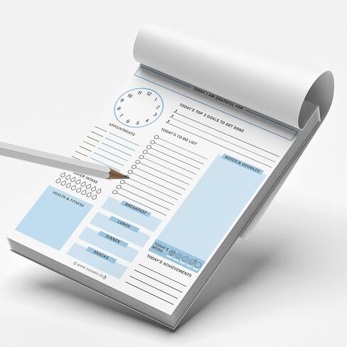 Daily Planner, Crush It Today, Undated Tear-Off Sheets Notepad (50 Sheets) Includes Calendar, To-Do List, Organizer, Scheduler for Goals, Tasks, Mood, Ideas, and Notes, 8.5 X 11, A4 Sheets. Made in the USA (Island Blue) in Saudi Arabia