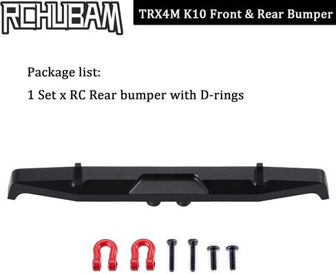 RCHUBAM TRX4M K10 Front & Rear RC Bumper 1Set Aluminum RC Car Bumper with Red Metal Trailer Hitch Hooks Compatible for 1/18 TRX4M K10 RC Crawler Car (Front & Rear) in Kuwait