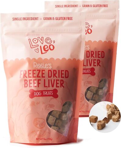 Love Leo Freeze Dried Beef Liver Dog Treats - Fill Their Bellies with Love Healthy Pet Training Treats - All Natural, Single Ingredient, High Protein - 4oz in Saudi Arabia