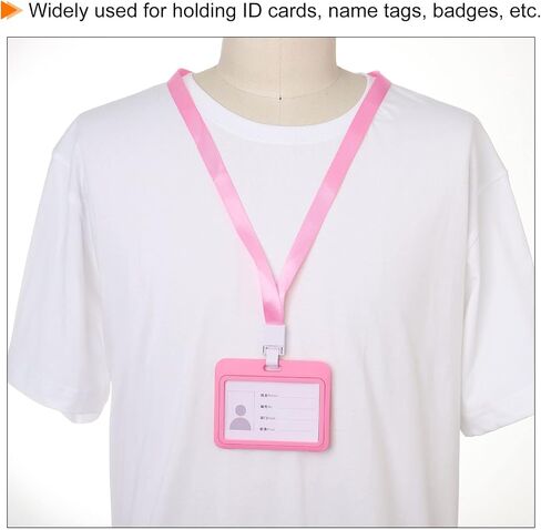 MECCANIXITY ID Badge Holder, 4x3.1 Inch Horizontal Name Tag ABS Double Sided Clear Window with Detachable Neck Lanyard, Pink in Kuwait