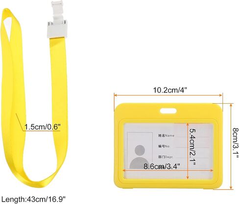 MECCANIXITY ID Badge Holder, 4x3.1 Inch Horizontal Name Tag ABS Double Sided Clear Window with Detachable Neck Lanyard, Pink in Kuwait
