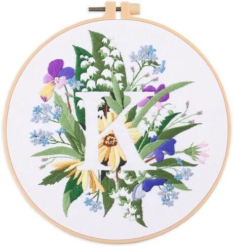 Amiiba Embroidery Starter Kit with Letter M Pattern, DIY Full Range Stamped Embroidery Cross Stitch Kits for Beginners Adults (Letter M) in Saudi Arabia