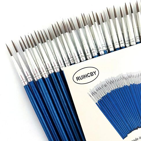 60 Pack Artists' Pointed Round Brush,Synthetic Bristles Painting,Detail Paint Brush,Nail Brushes for Miniature or Details Painting,Coloring,Drawing by Acrylic, Oil,Ink and Watercolor (S(#0)) in Saudi Arabia