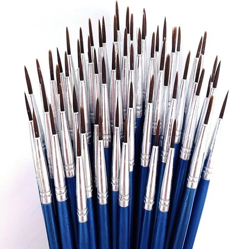 60 Pack Artists' Pointed Round Brush,Synthetic Bristles Painting,Detail Paint Brush,Nail Brushes for Miniature or Details Painting,Coloring,Drawing by Acrylic, Oil,Ink and Watercolor (S(#0)) in Saudi Arabia
