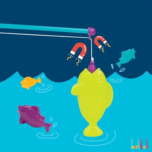 Battat-Play Rod & Reel-Wind-up Magnetic Erure-2 قضبان و 4 أسماك ملونة-ألعاب الشاطئ والماء-3 سنوات +-مجموعة الأسماك المغناطيسية in Kuwait