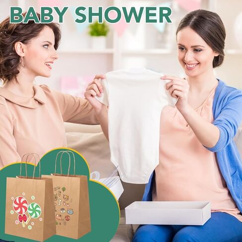 XPCARE 200Pack Paper Bags 8x4.5x10 Inch, Plain Medium Paper Bags with Handles Bulk, Kraft Paper Gift Bags, Retail Bags, Party Bags, Shopping Bags, Favor Bags (Brown) in Kuwait