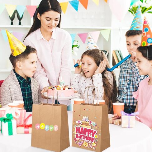 XPCARE 200Pack Paper Bags 8x4.5x10 Inch, Plain Medium Paper Bags with Handles Bulk, Kraft Paper Gift Bags, Retail Bags, Party Bags, Shopping Bags, Favor Bags (Brown) in Kuwait