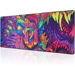META Pcs Hyperbeast Artwork Gaming Mouse Mat with Stitched Edges, Durable Non-Slip Natural Rubber Base, Waterproof Computer Keyboard Mat for Esports Pros, Gamer, Desktop, Office, Home, Black/Grey