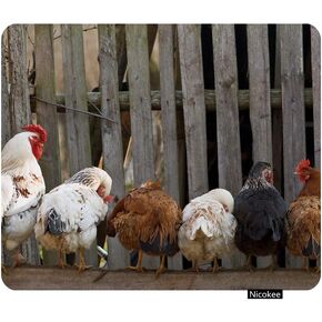 Gaming Mouse Pad Chicken Family Sitting in a Line on Roost Non-Slip Rubber Mouse Pad for Computers, Laptop, Office, Home Rectangle Personalized Mousepad 9.5 Inch x 7.9 Inch