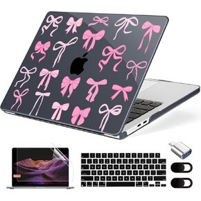 Compatible with MacBook Air 13.6 inch Case, M4 A3240/M3 A3113/M2 A2681 (Released 2025 to 2022), Hard Shell, Keyboard Cover, Screen Protector, Webcam Cover & Type-C Adapter, Butterflies Sakura