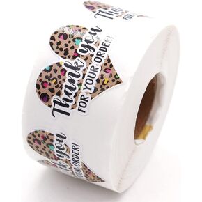 Littlefa 1.5" Thank You for Your Order with Leopard Print Love Stickers,Thank You Stickers,Small Business Stickers, Envelopes Stickers, Gift Bags Packaging 500 PCS