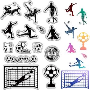 Craspire Football Clear Stamps Attoccer Spoccer Football Cup Cup Pences Retro Retro Retro Silicone Stamp Seals for DIY Scrapbooking Supplies Journaling Card Card Craft