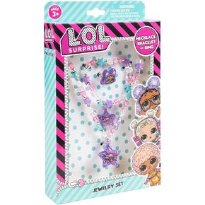 LUV HER Girls Jewelry Set - Dress Up 3 Piece Toy Jewelry Box Set with Bead Necklace, Bracelet, and Ring - LOL Play Accessories - Ages 3+