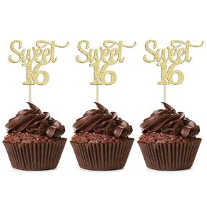 Gyufise 1pc Sweet 16 Cake Toppers - Pink Glitter 16th Cake Topper - Sweet 16 Cake Decorations for Party Supplies