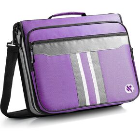 2-Inch 3 Rings Zipper Binder, Holds 15-Inch Laptop/Tablet, Handle and Shoulder Strap Included, Violet