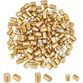 180pcs 3-Style Stopper Beads - Brass & Rubber with Silicone Inside, Cylindrical 0.8mm1.8mm Rondelle Slider Beads for DIY Bracelet & Necklace Jewelry Making Accessories