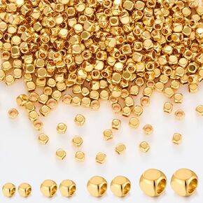 Gold Spacer Beads, 200pcs 4mm Real 18K Gold Plated Round Spacer Beads for Jewelry Making, Gold Plated Solid Brass Beads for DIY Bracelet Necklace Earring Craft Supplies