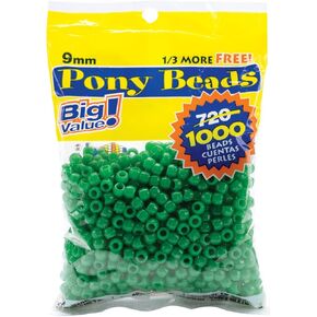 Darice 06121-2-08 Pony Bead Big Value Pack 9mm 1000/Pkg-Opaque Green,1 pack