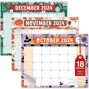 Hadley Designs 2024 Wall Calendar-Monthly Hanging Wall Calendar 2024-2025, 11" x 14", Spiral Bound with Large Daily Blocks & Notes Section for Home or Office (Doodle)