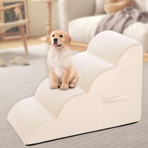 Dog Steps for Small Dog, Dog Stairs for High Beds and Couch, 16" High 3-Step High Density Foam Pet Stairs for Dogs Injured, Older Dogs Cats, Pet with Joint Pain (Grey)