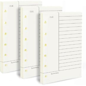 A7 Planner Refill, 3 Pack 135 Sheets/270 Pages Planner Inserts Thick Refillable Paper, 6 Ring Filler Inserts Loose Leaf Paper Lined Paper Refill for 6 Hole Binder Journal Notebook(4.72'' x 3.34'')