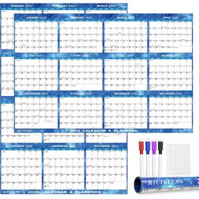 24" x 36" 2025 Wall Calendar Erasable Starry Sky, Wet & Dry Erase Large Laminated Annual Yearly Planner - 12 Month Horizontal/Vertical Calendar January to December for Easy Planning, Organizing