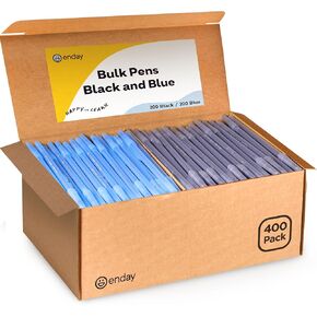 Enday Bulk Ballpoint Pens - Black & Blue Ink, Medium Point (1.0mm), Flexible Barrel, 240 Count for School & Office