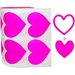 3-Way Pink Love Heart Stickers,Removable Perforated Self Adhesive Hearts Shape Labels - Art & Craft Projects - Sticker-Bombing & Gift Wrappings (1.5",500PCS/Roll)