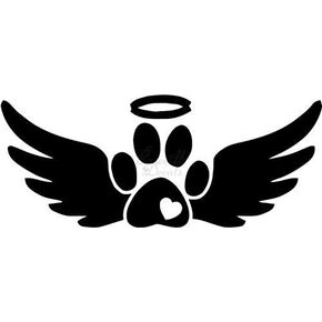 Dog Paw Angel Wings Heaven Vinyl Secal Sticker for Home Office Decor Window Sign Size- [8 Inch] / [20 cm]