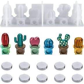 Rolin Roly Resin Cactus Mold 3D Plants Silicone Molds Keychain Crystal Epoxy Mould Cactus Shape Crafts Casting Moulds Handmade DIY for Jewelry Soap Clay Decoration